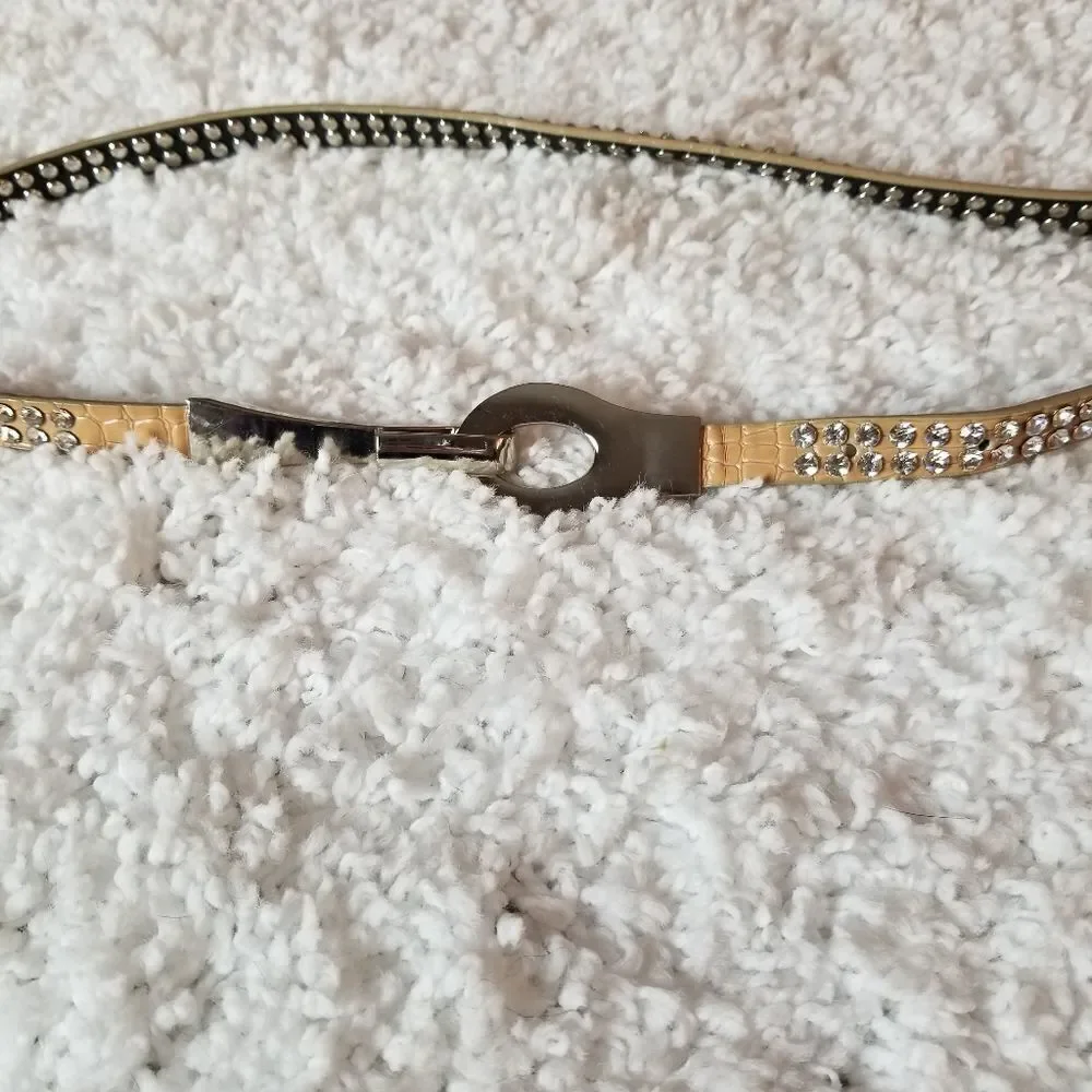 Rhinestone Skinny Belt Unique Small
